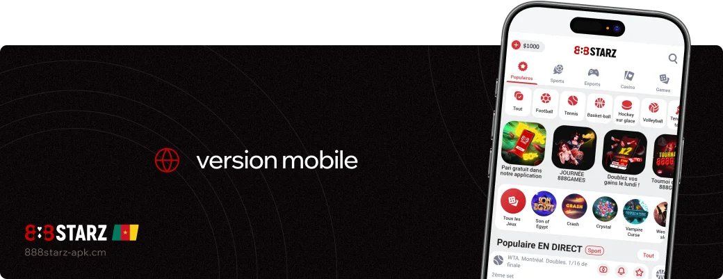 Version mobile 888starz Apk Cameroun